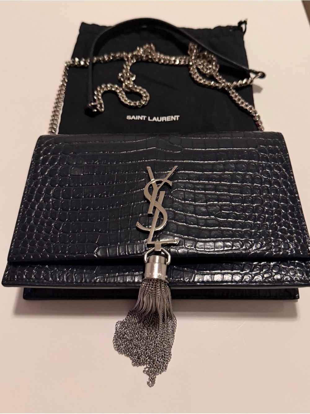 Authentic Saint Laurent Kate Small Tassel YSL Wallet on Chain